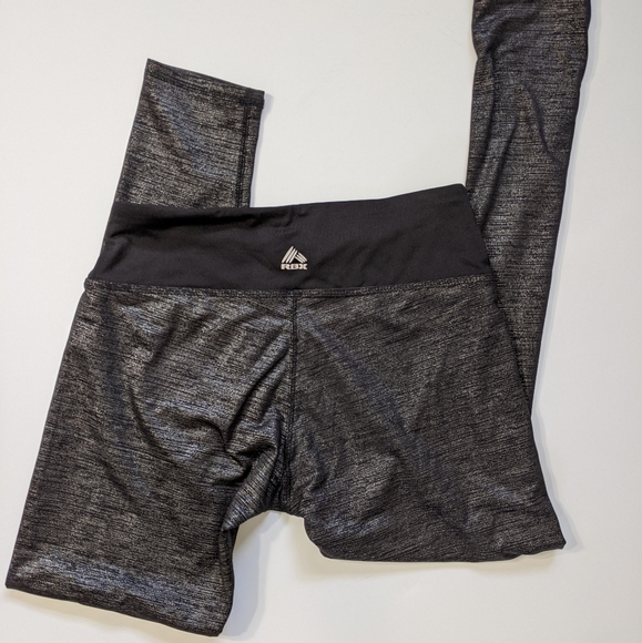 EUC RBX Black and Silver 7/8 Leggings - Picture 2 of 4